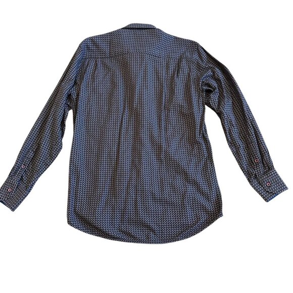 Visconti Black Long Sleeve Button-Down Shirt Black Colorful Print Size Medium - Picture 7 of 12